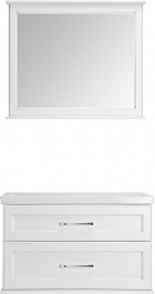 ASB-Woodline Мебель для ванной Венеция 100 подвесная белая патина серебро – фотография-1
